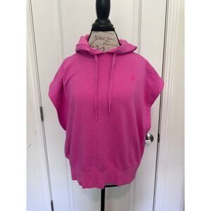 Champion Women sz XL Hot Pink Oversized Sleeveless Sweatshirt Hoodie Gym Comfort
